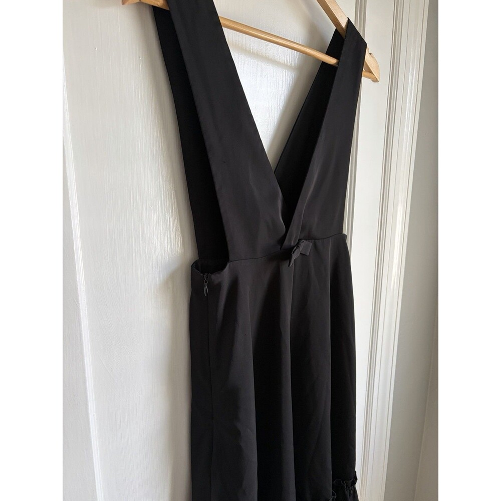 Miss Patina EUC Black Midi Dress XS 60s Retro Mod Ruffle Bow Dark Romantic - Picture 7 of 9